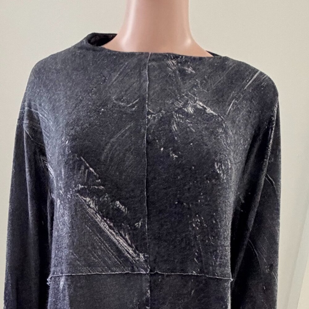 Ozai N Ku Women Tunic Black Geometric Mock Neck Long Sleeve Viscose Size 3XL